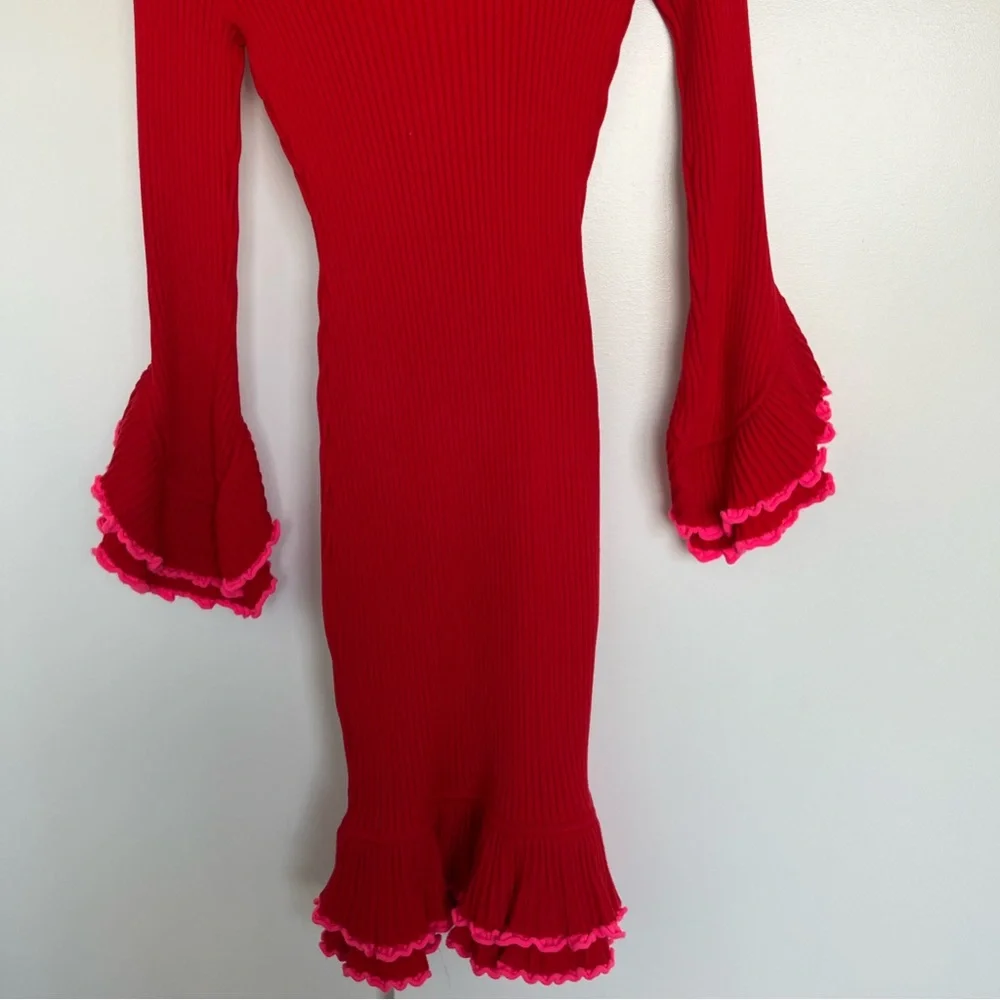 Red Ribbed Dress - Picture 2 of 3